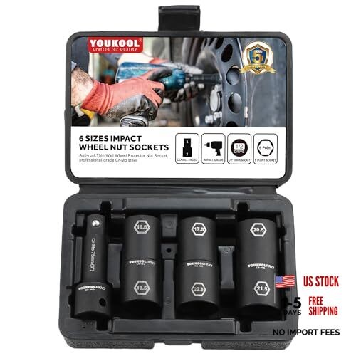 1/2-Inch Drive Double Ended Impact Socket, 6-Point,Half Size Lug Nut 6-Size Set