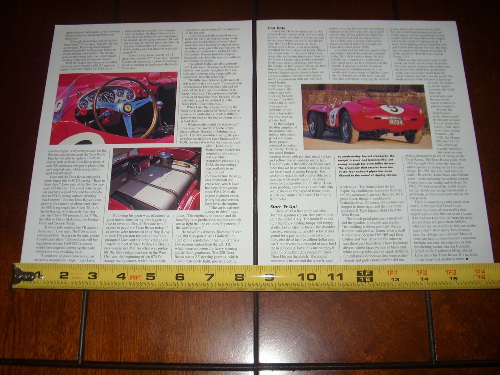 1958 FERRARI 250 TESTA ROSSA - ORIGINAL 2000 ARTICLE