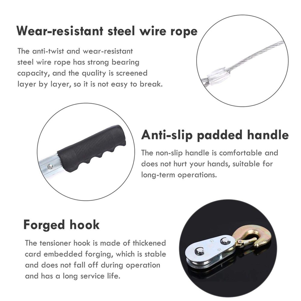 4T Ton Hand Power Puller Winch Tool Car Pull Hoist Trailer Machine Boating