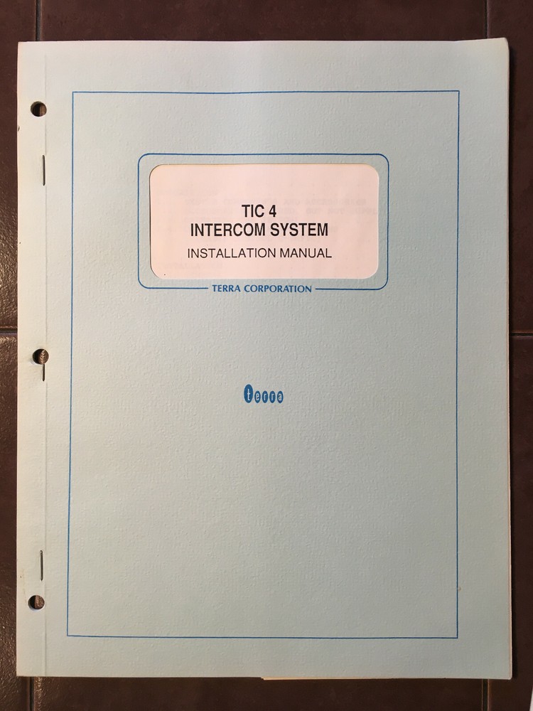 Terra TIC-4 Intercom Install Manual