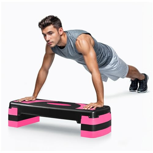 31'' Aerobic Step Platform, Adjustable Exercise Workout Step with Stable Risers,