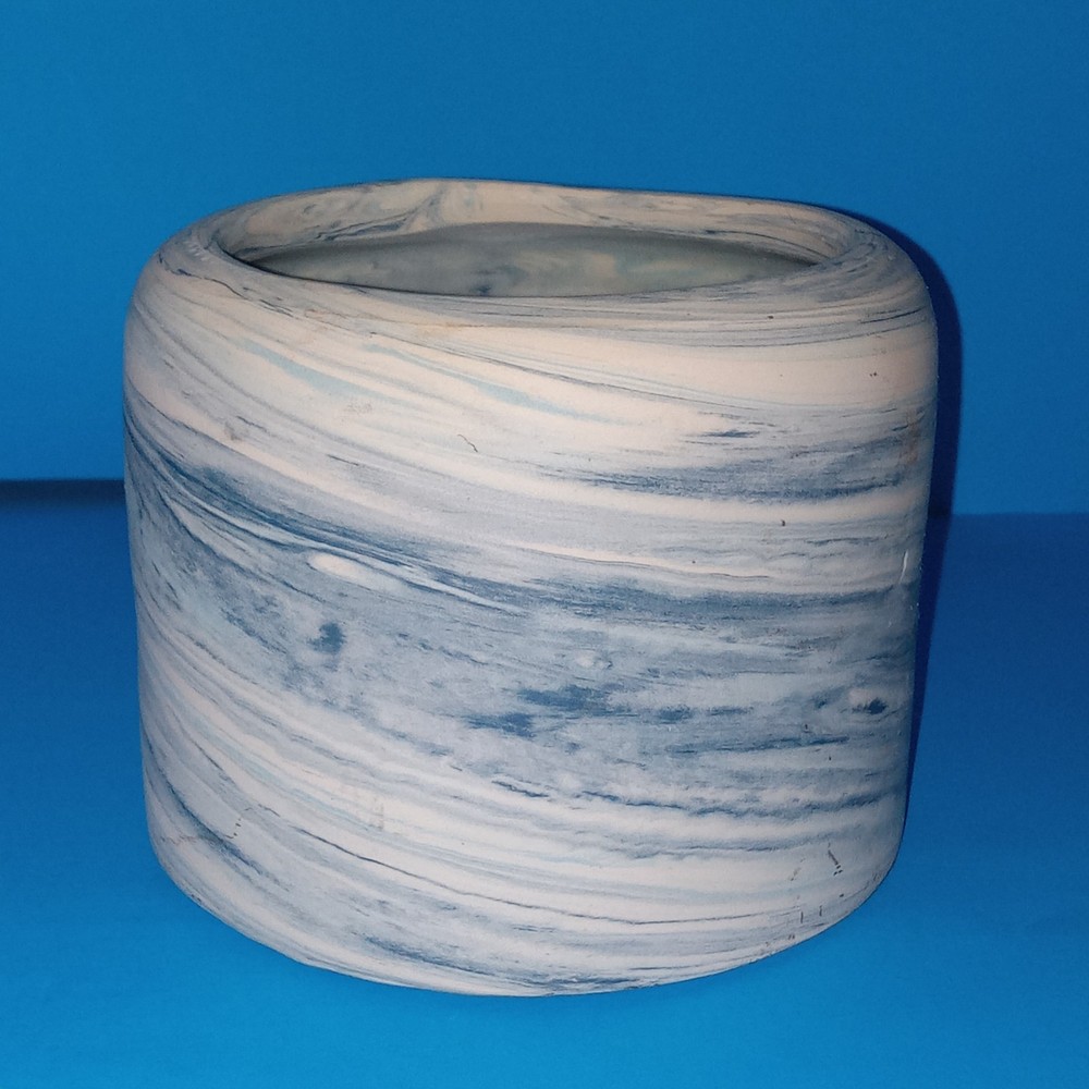 Threshold Blue and White Swirled Ceramic Vase 4in Tall