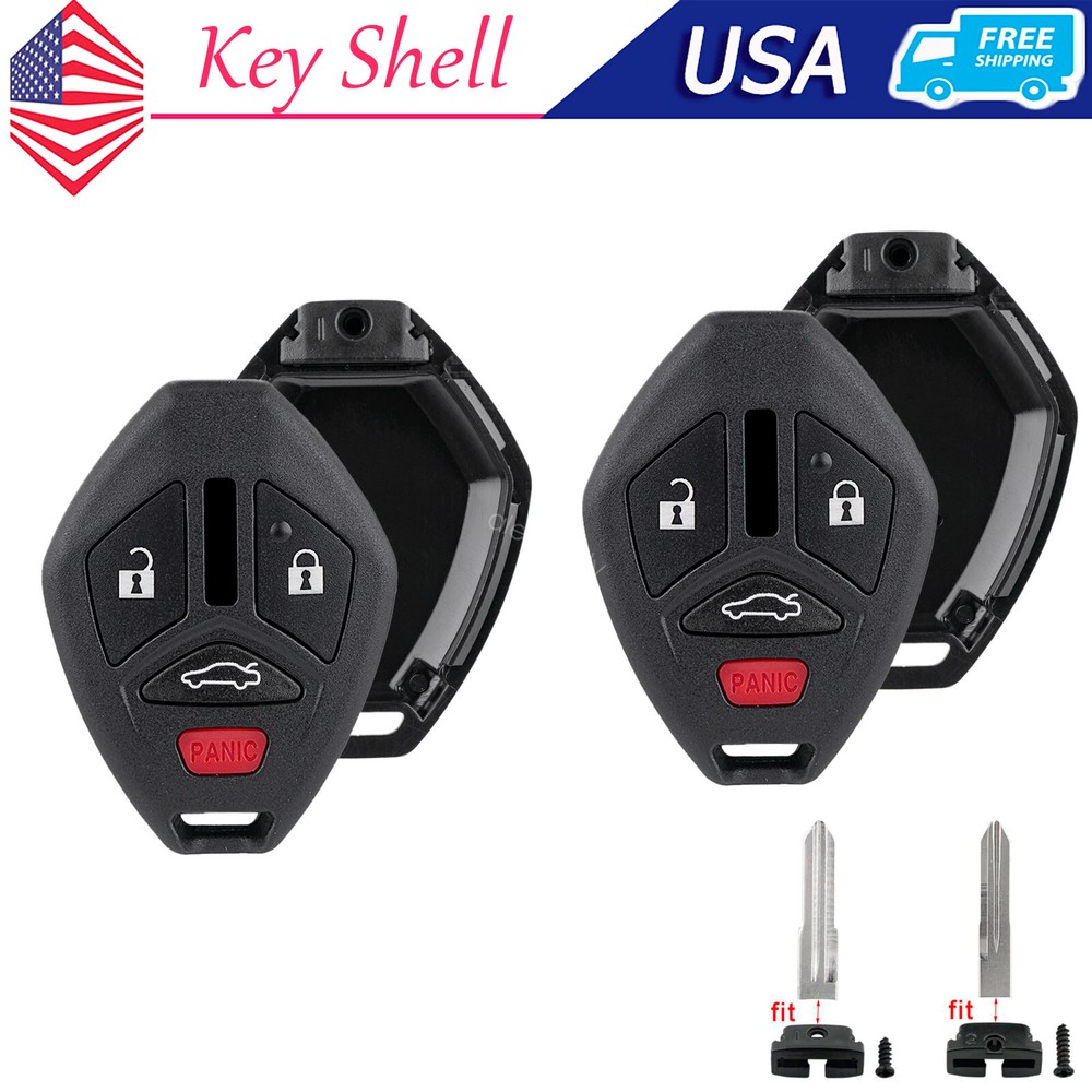 2 Replacement For 2008-2017 Mitsubishi Lancer 4B Remote Head Key Fob Case Shell