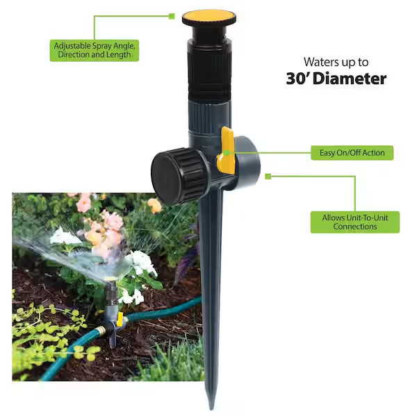Multi Adjustable Spike Sprinkler (5-pack) | Ft Green Control Water Flow Melnor