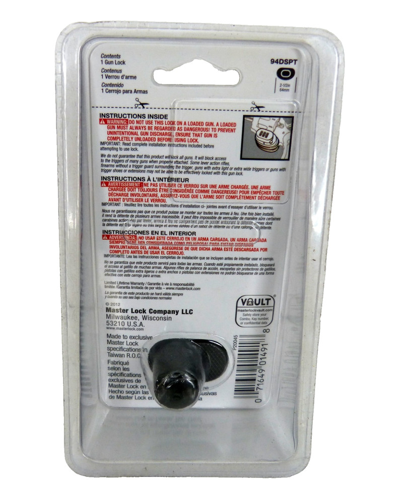 Master Lock 94DSPT Gun Trigger Safety Combination Lock NIP