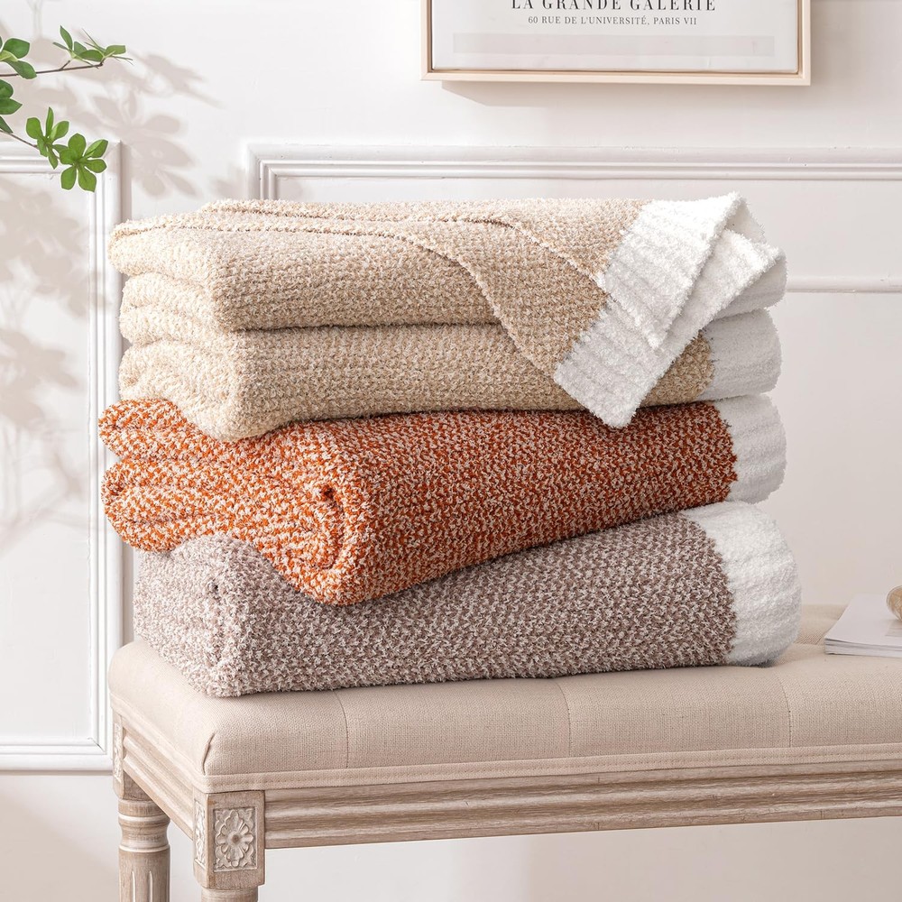 MIULEE Burnt Orange Super Soft Throw Blanket for Couch, 50"x60",