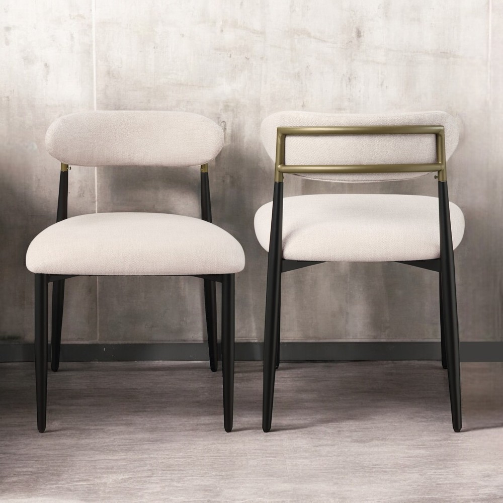 Jaramillo Beige Fabric & Black Finish Side Chair