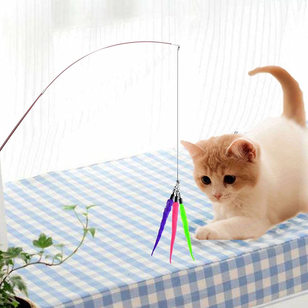 10-Pack Cat Worm Toys Interactive Cat Wand Replacement Refill Attachments