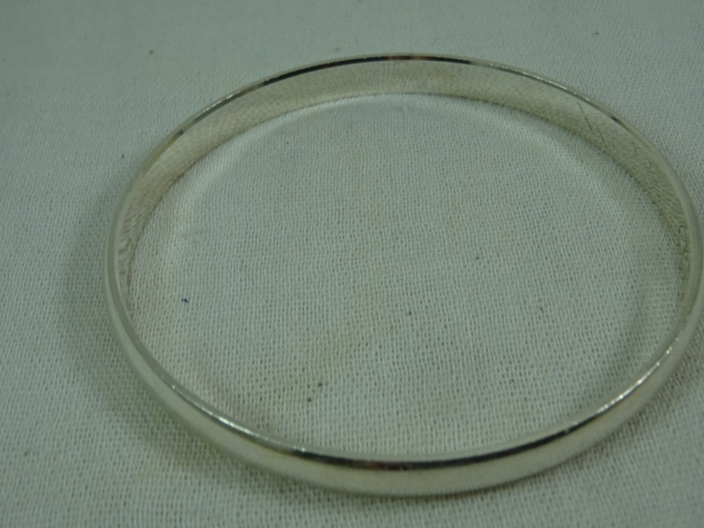 GRT Sterling Silver Bangle Bracelet 925 7mm 30.6grams Solid 8.5"