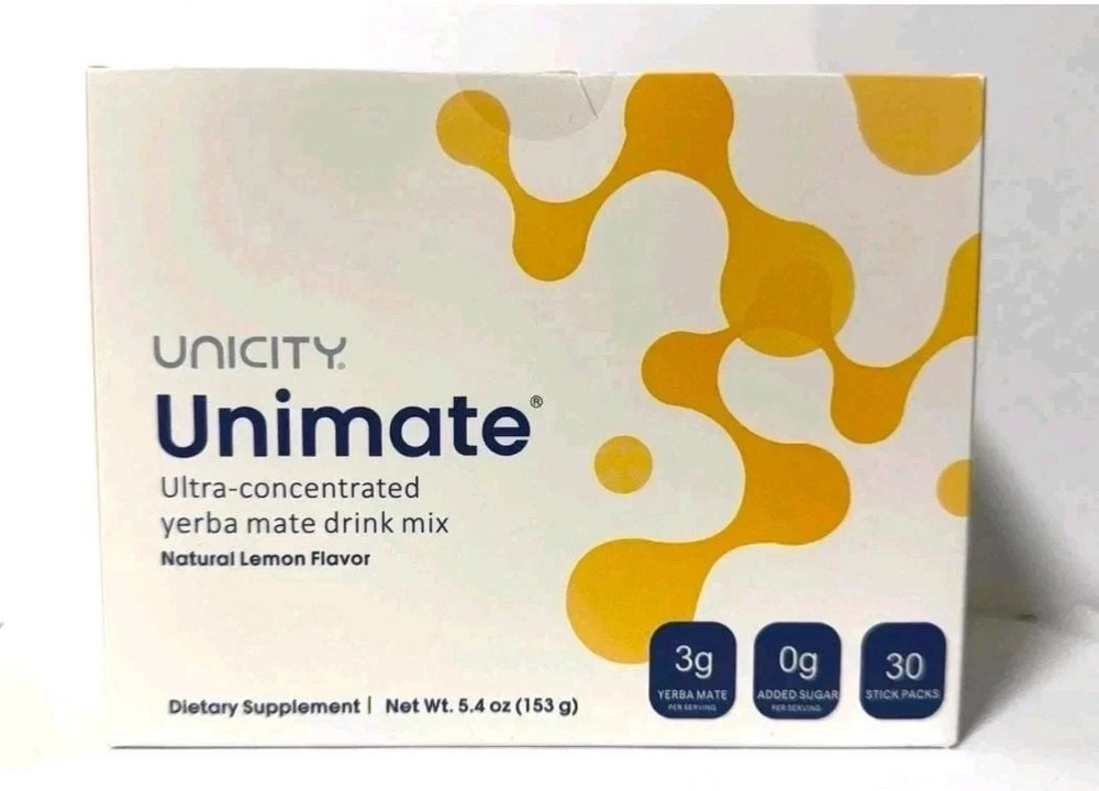 2 pack Unicity Unimate LEMON GINGER YERBA MATE 30 Packets/Servings