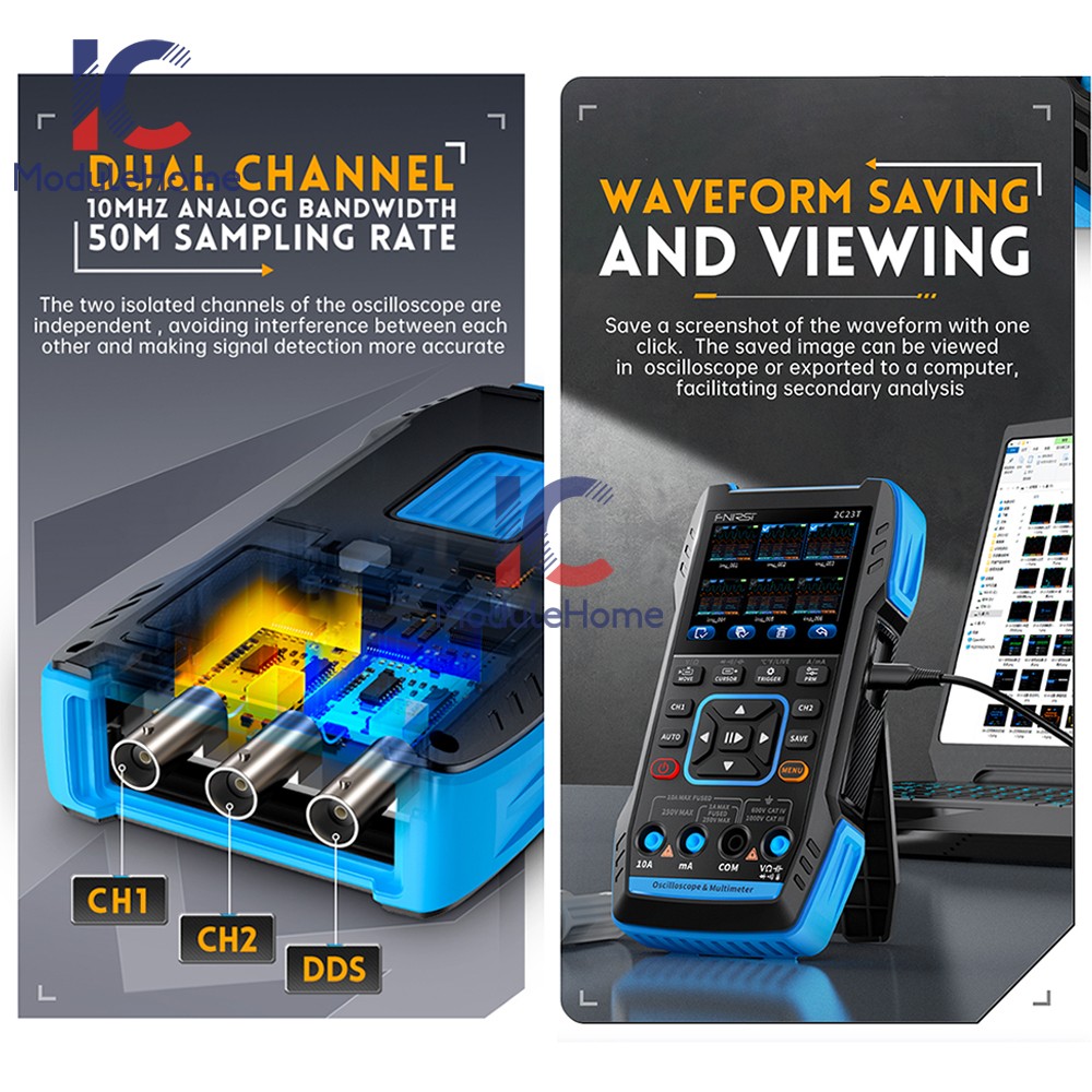FNIRSI Handheld Digital Oscilloscope Multimeter Function Signal Generator 2C23T
