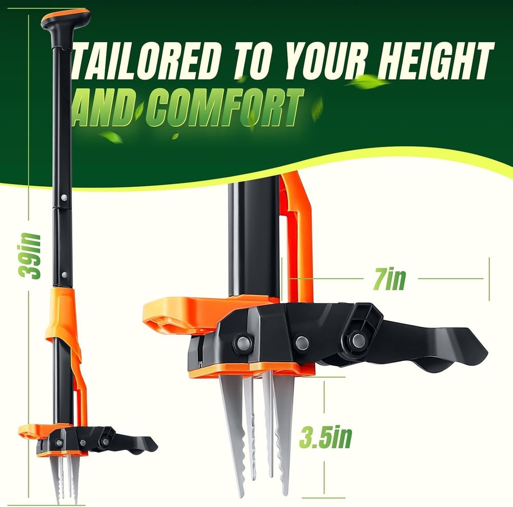 Heavy-Duty Weed Puller Tool - 39-46 Inch Adjustable Handle, No Bending Needed