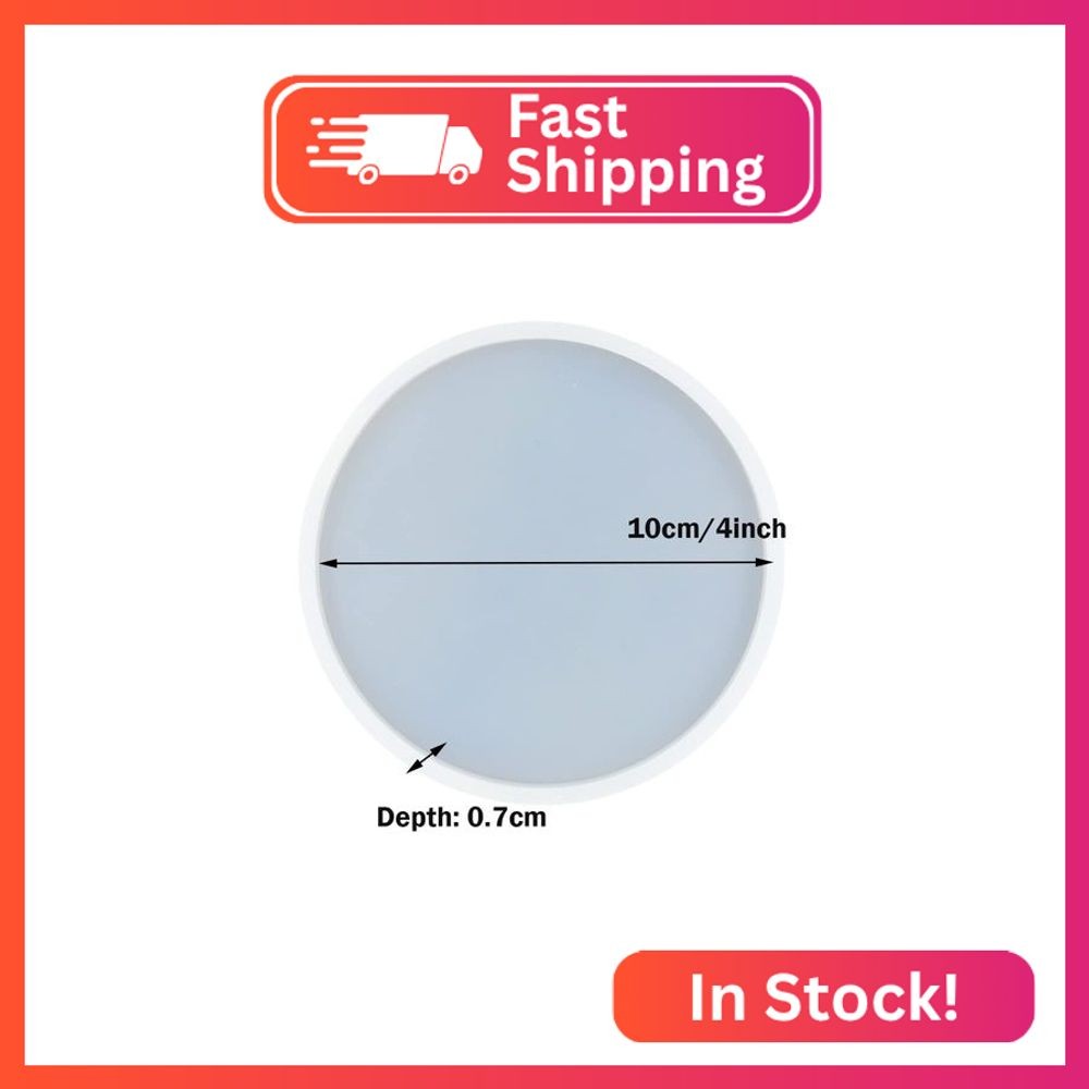 5Pcs Round Shape Epoxy Mold DIY Resin Casting Round Base Coaster Silicone Mold,