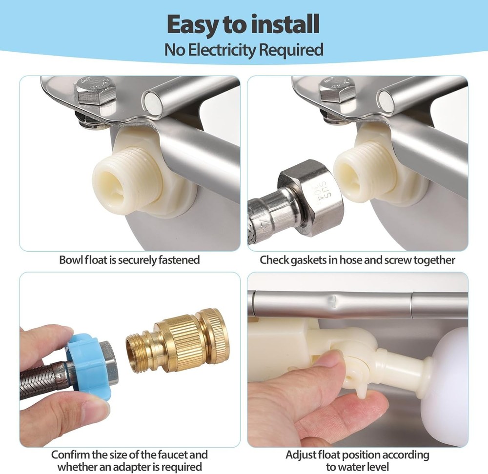 Automatic Stainless Steel Poultry Waterer Bowl - Self-Filling Float Valve System
