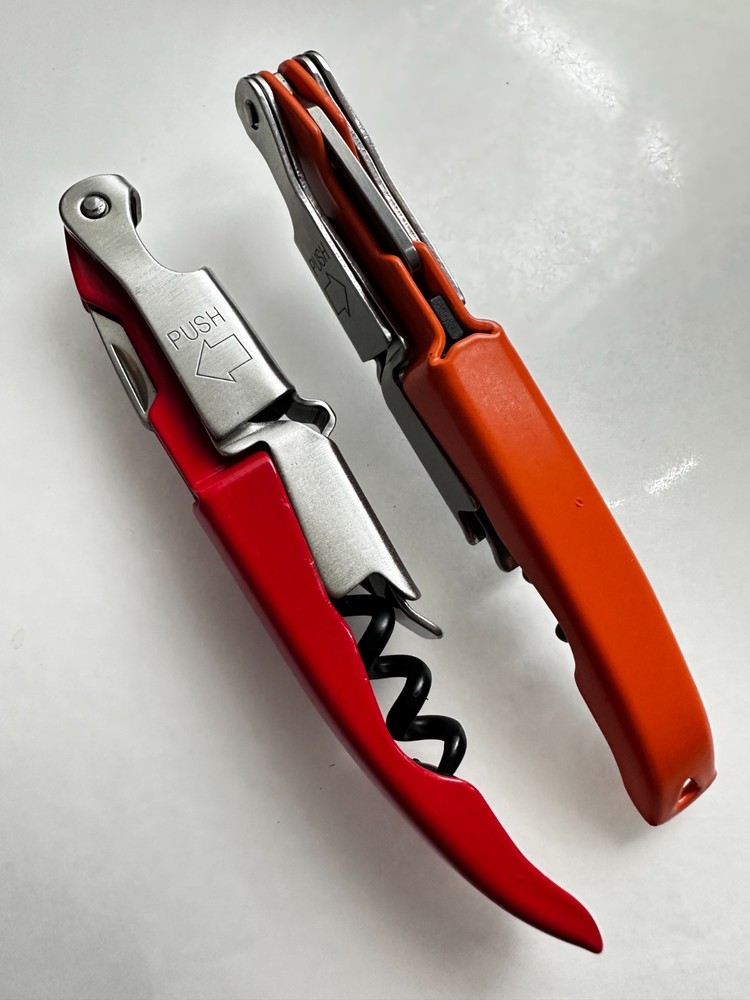 (2) CORKAS Orange/Red 2-Step Waiters Corkscrews Wine Key Openers