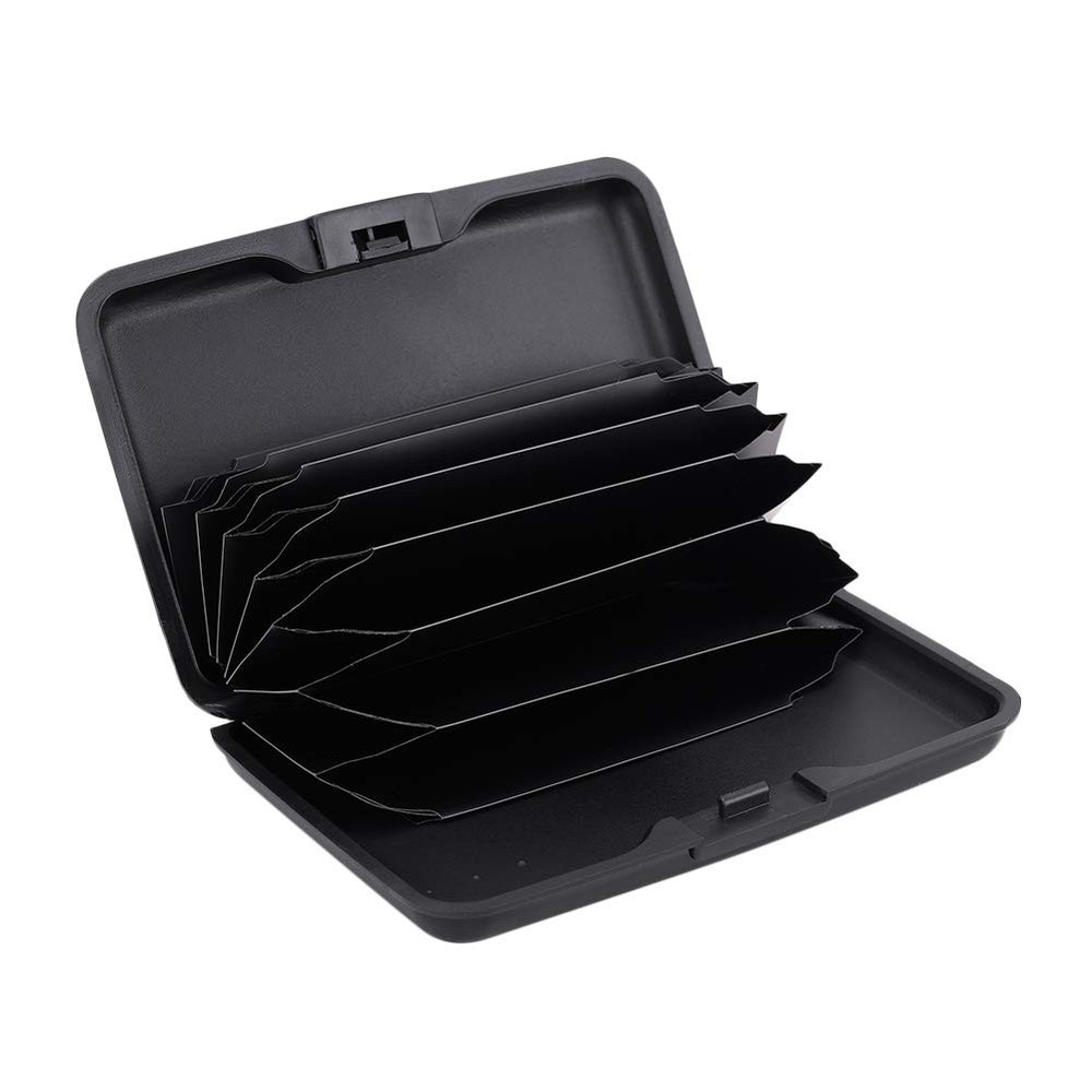ELFISH RFID Blocking Credit Card Protector Aluminum ID Case Hard small, Black