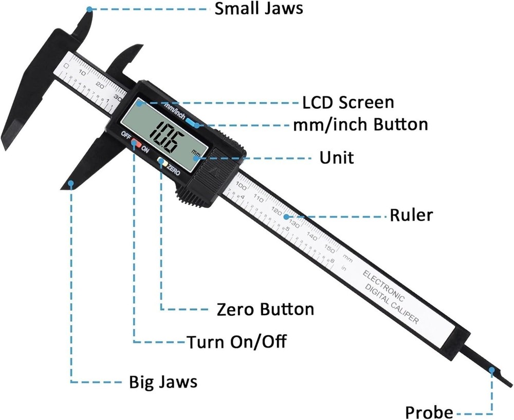 Precision Digital Caliper 0-6” Measuring Tool with Easy LCD Screen & Auto-Off