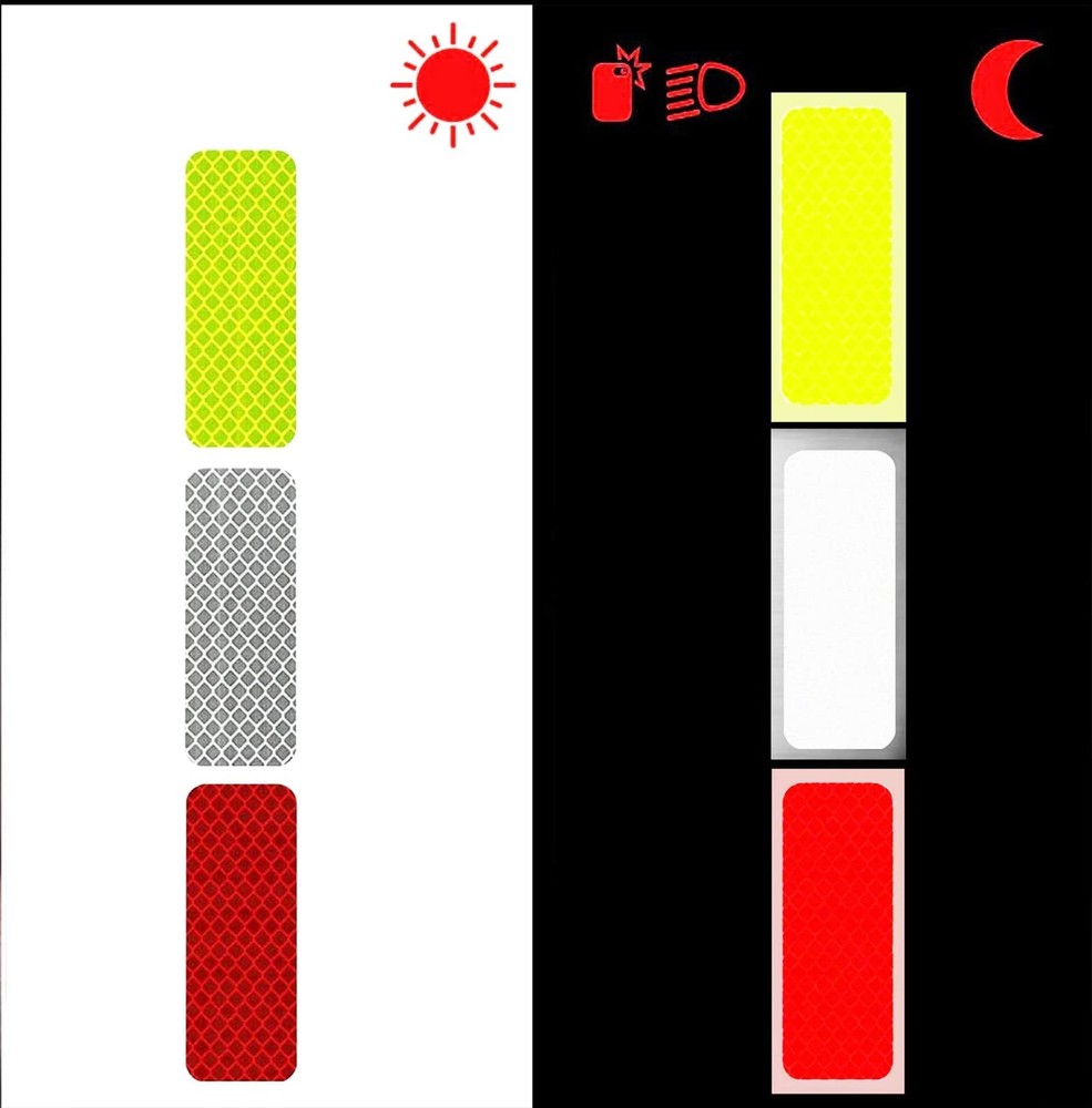 30pcs Reflective Decals Stickers Safety 30pcsyellow+white+red3x8cm