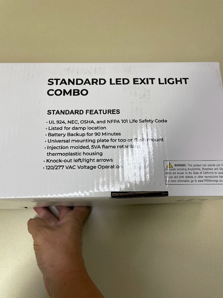 LFI Lights Red LED Exit Sign Emergency Light Combo COMBO2-R-W-ST Open Box