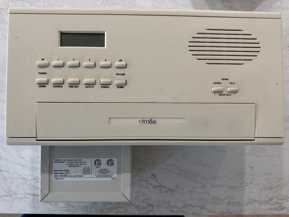 M&S Systems Model MC602 Intercom Panel with Box, Transformer, Chime Module Works
