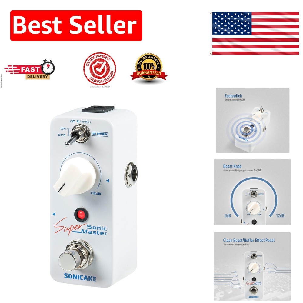 Professional Clean Boost Guitar Pedal with Buffer & 9V Compatibility - Sonic