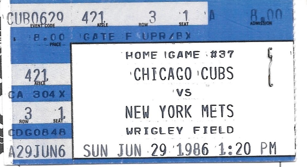 1986 Chicago Cubs Program - Versus Mets - Scored