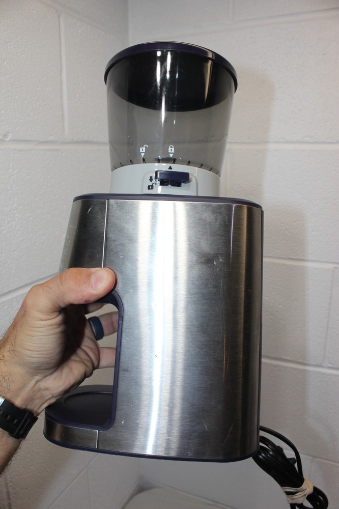 Beguko ADJUSTABLE GRIND Coffee Grinder Tested/WORKS! Silver/Blue, euc!! no cup