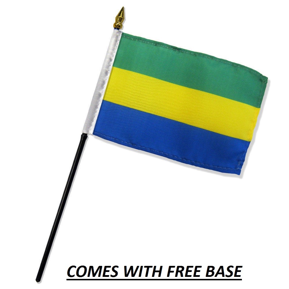 GABON FLAG DESK SET WITH BASE 4x6 INCHES - TABLE STICK FLAG