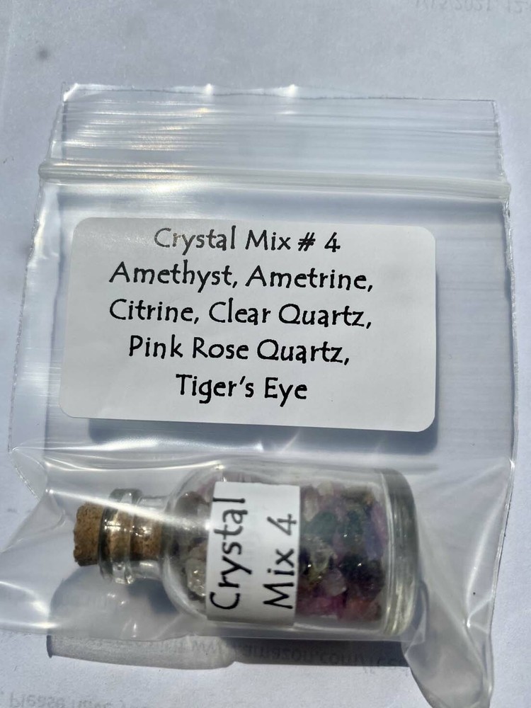 Crystal Mix #4 Gemstones Mini Gemstone Bottles with 6 Different Crystals
