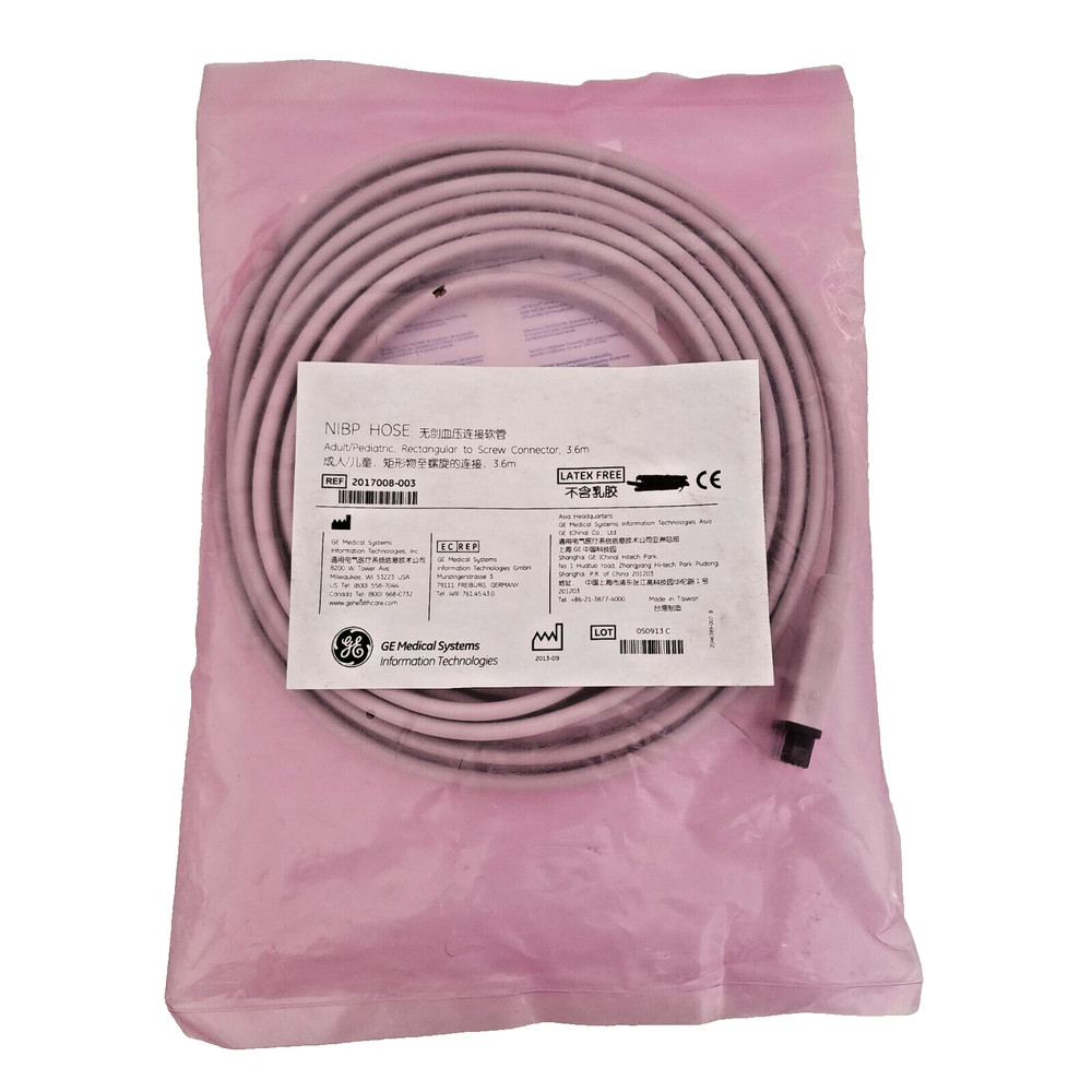 NIBP Hose Rectangular to Screw  Conector 3.6 m Ref: 2017008-003