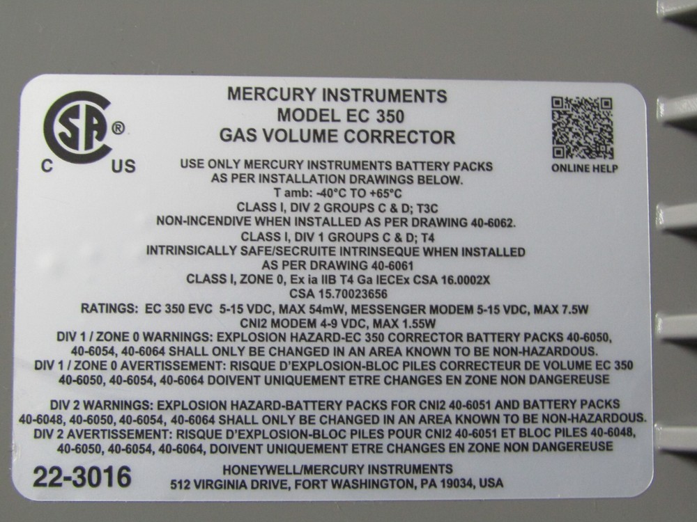 💥HONEYWELL EC350 GAS VOLUME CORRECTOR
