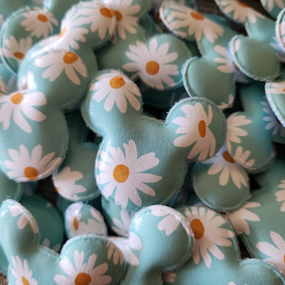 2pc Blue Daisy Mouse Head Applique, Craft Supply