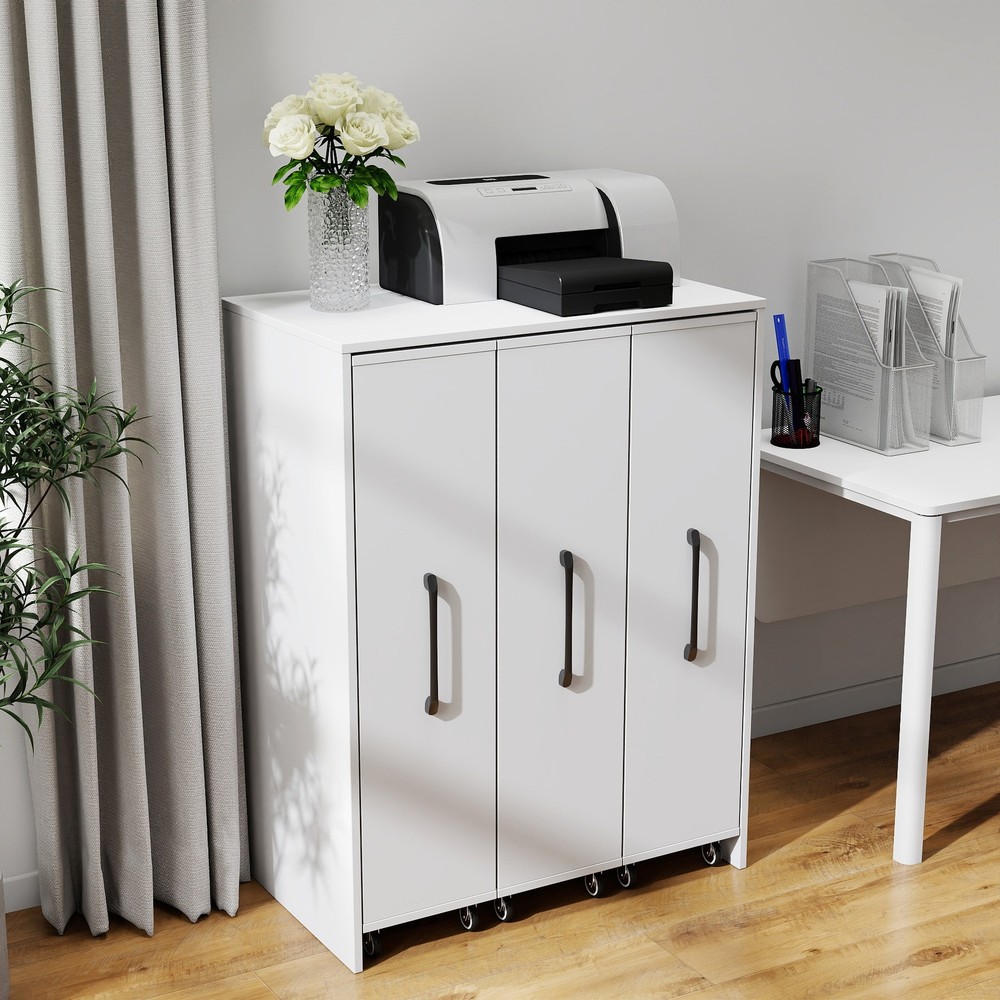 3-Sliding-Units Bookcase Bookshelves Office Document File Filing Cabinet Pullout