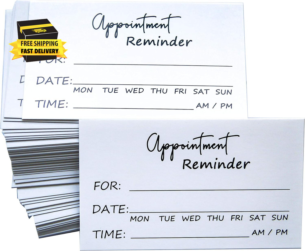 Appointment Reminder Cards Pack of 100 ⭐️⭐️⭐️⭐️⭐️