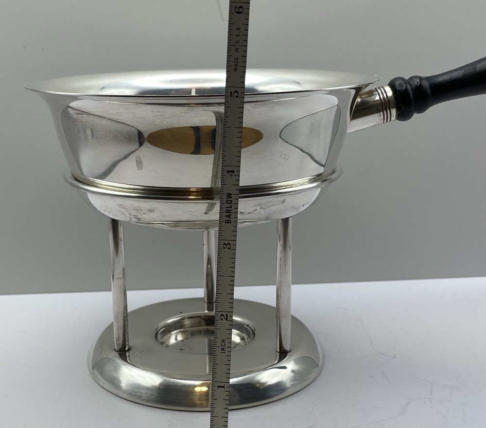 Vintage Sheffield Silver Co Plated Warming Serving Chafing Dish Wood Handle