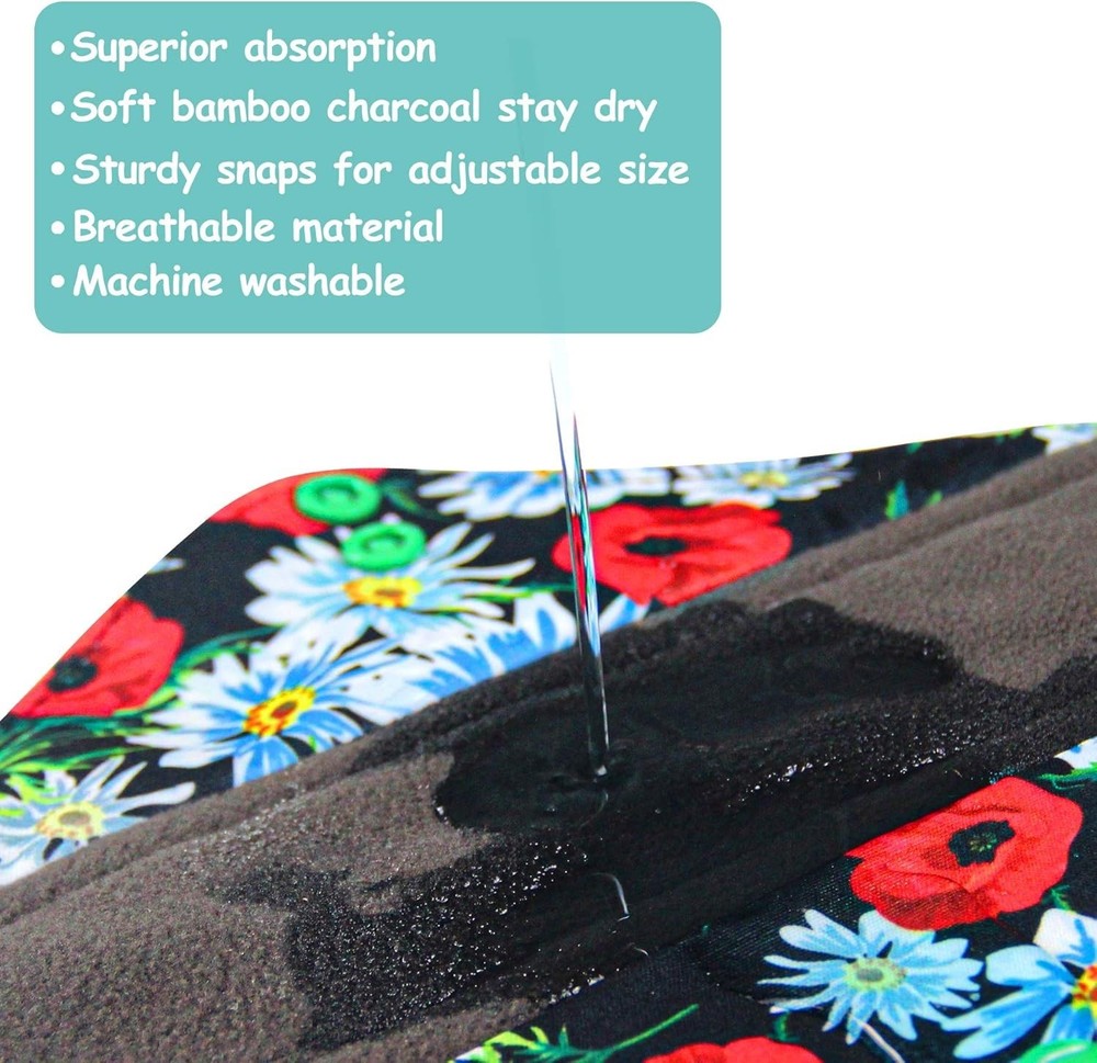 Comfortable Bamboo Cloth Menstrual Pads - Regular Absorbency, Travel-Friendly