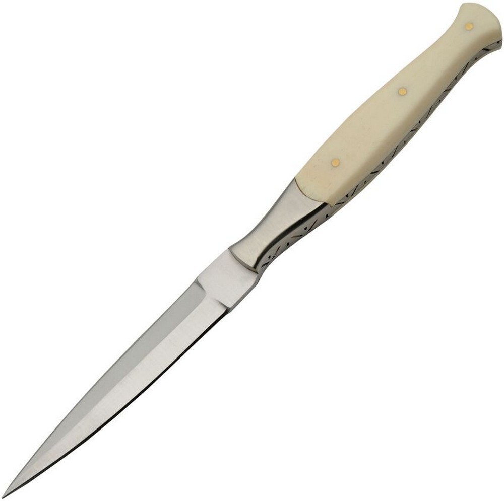 Pakistan Thin Filework Fixed Knife Stainless Blade White Smooth Handle DH-8037BO