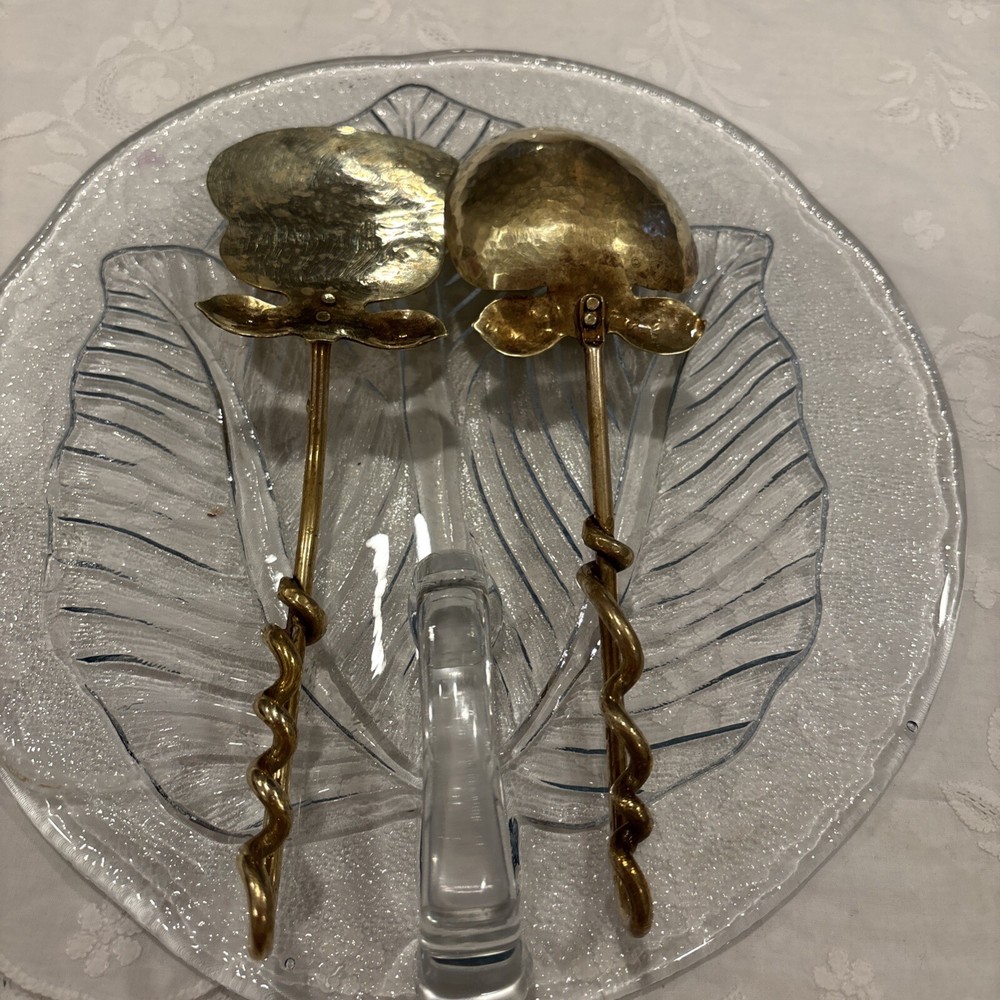 Artisan Hammered Brass Serving Pieces Pear 🍐& Apple Signed