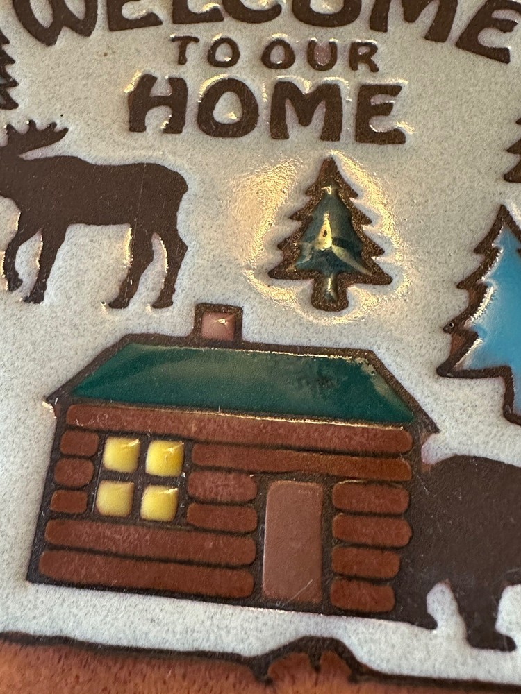 MASTERWORKS Ceramic Tile Coasters Trivets MOOSE theme Welcome HOME 6”