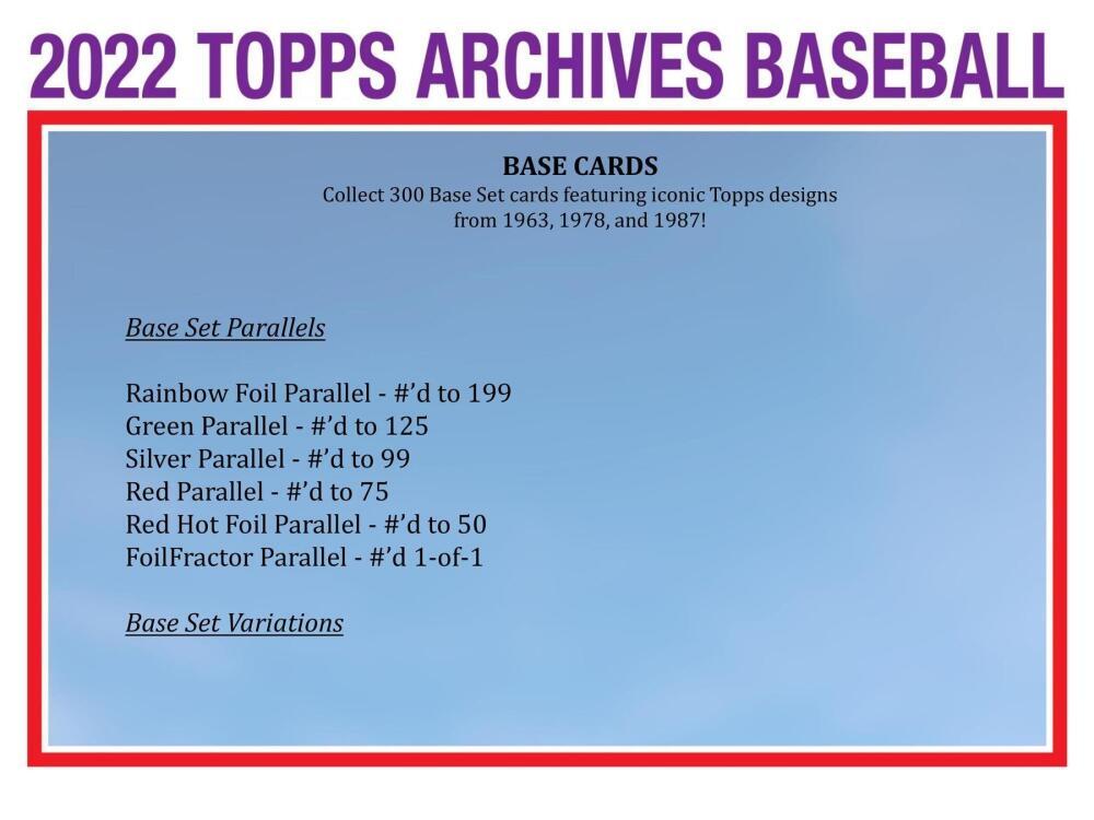 2022 Topps Archives Baseball 7-Pack Blaster Box