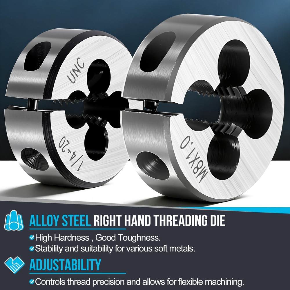 7/16"-20 UNF Round Threading Die, Right Hand Threading Die Adjustable