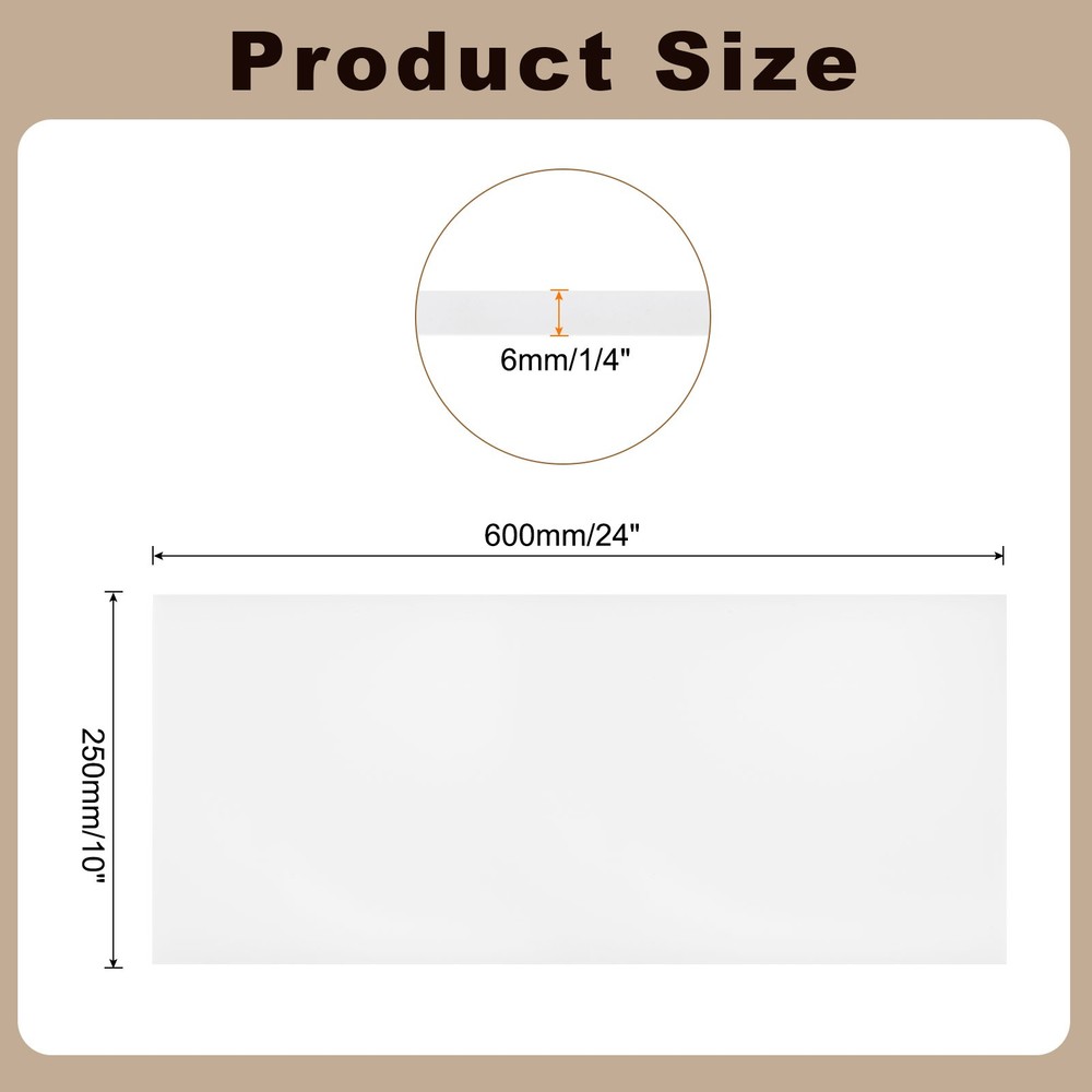 HDPE Plastic Sheet 1/4" Thick, 10" x 24" Polyethylene Plastic Blocks, White