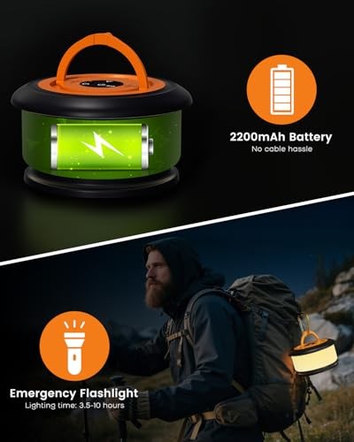 Camping String Lights, Retractable 32.8ft RGB Flash Lamp, 1 Black&Orange