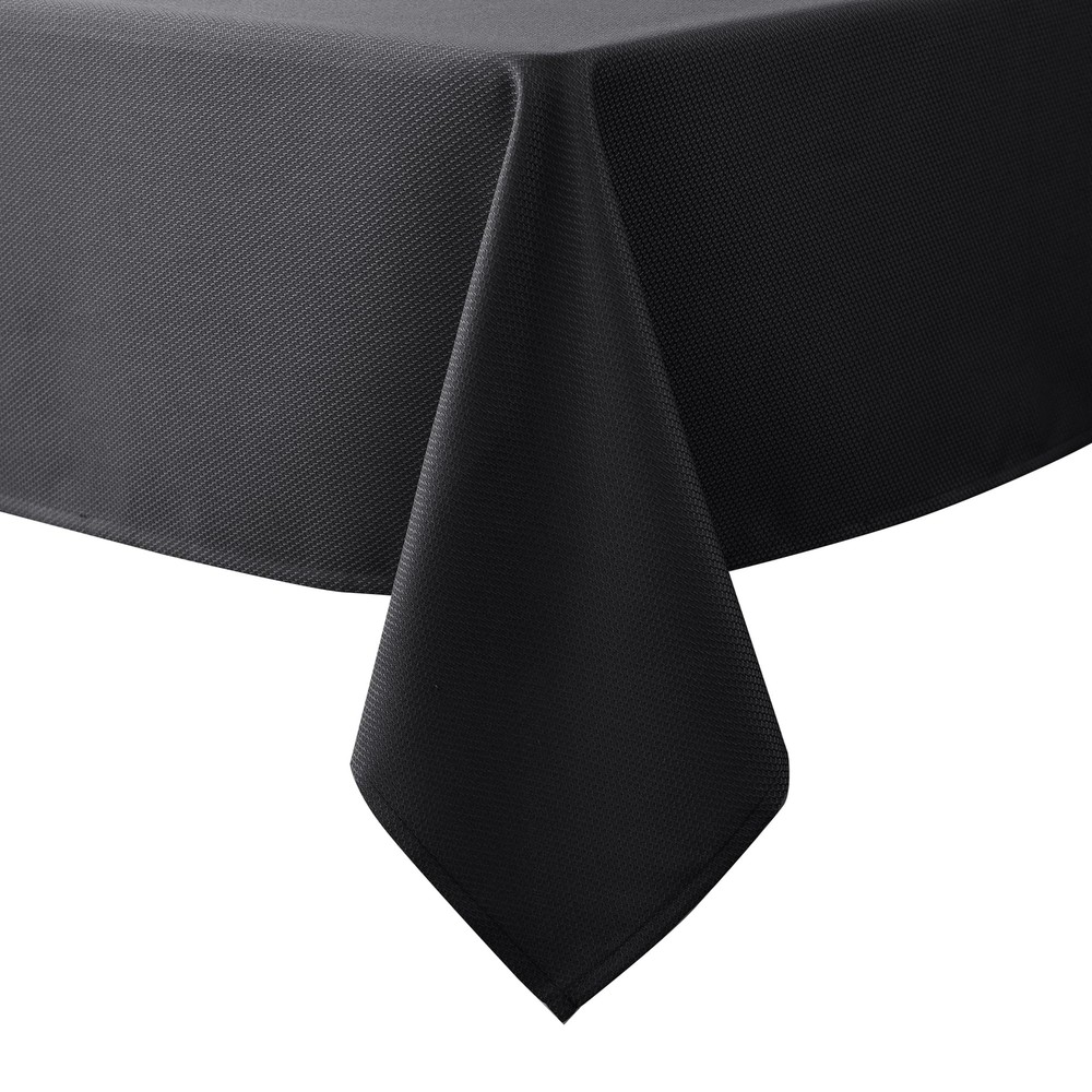 Textured Fabric Tablecloths 52 X 70 Rectangular Black Water Resistant Spill P...