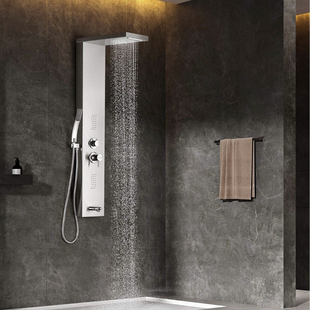 Adbatnos Shower Panel Multifunctional Shower Panel System Shower Tower, Rainfall