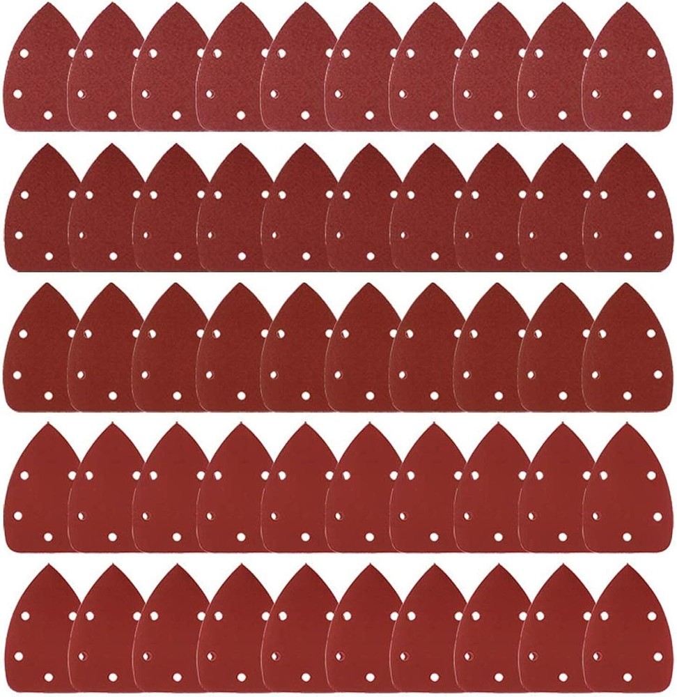 100PCS Triangle Sanding Pads for Oscillating Multi-Tool Hook Loop Sandpaper Disc