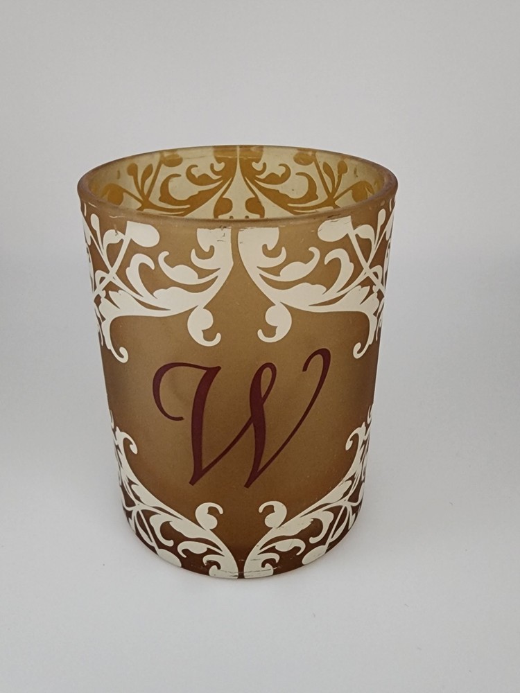 W Initial Glass Candle/trinket Holder