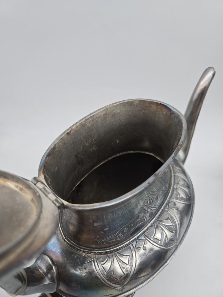 Antique Figural & Footed Silver Plated Teapot Set