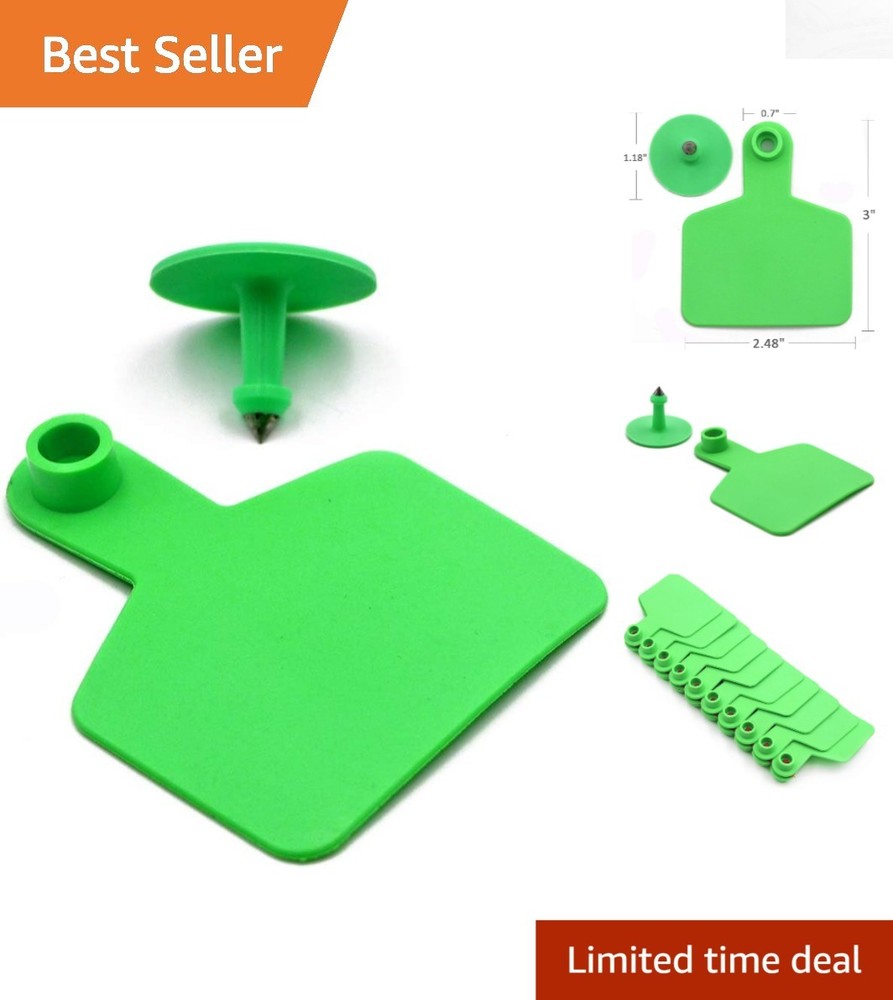 Efficient Livestock Tracking with 100 Green Ear Tags - Easy Installation