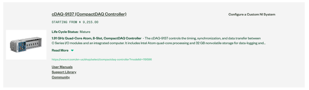 National Instruments NI cDAQ-9137 Real Time Controller